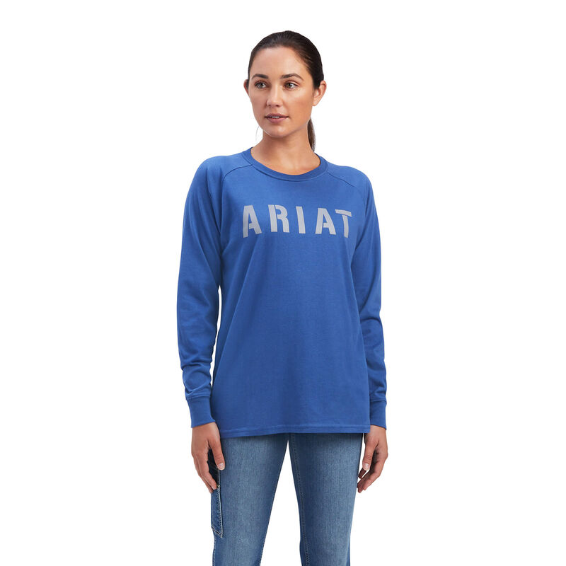 Camisetas Ariat Rebar Cottonstrong Block Azules Mujer - Chile 249-FKHDBT